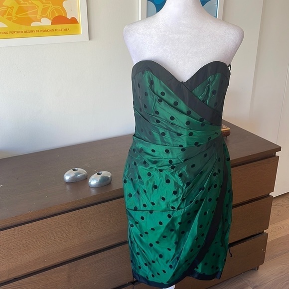 VINTAGE AJ BARI Green and black polka dot dress - Picture 1 of 7